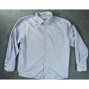 Tommy Bahama Long Sleeve Button-Down Shirt Mens XL Blue Red Striped 100% Cotton
